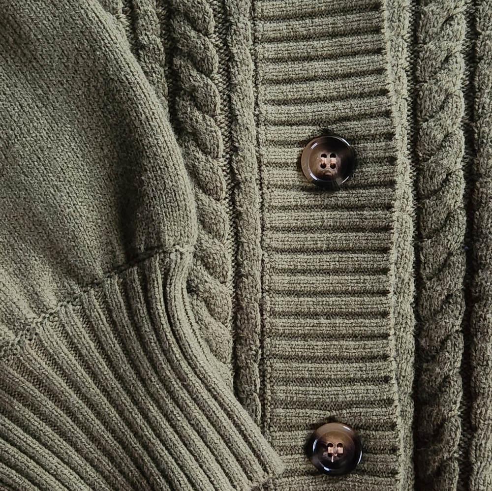 ✨️NEW ✨️ French Connection Babysoft Cableknit Olive Cardigan